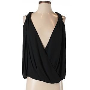 Zara Basic XS Black Plunging Neckline Top
